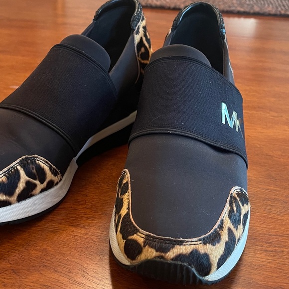 Michael Michael Kors Womens Felix Trainer Low Top Slip On, Black/Leopard - Picture 14 of 14